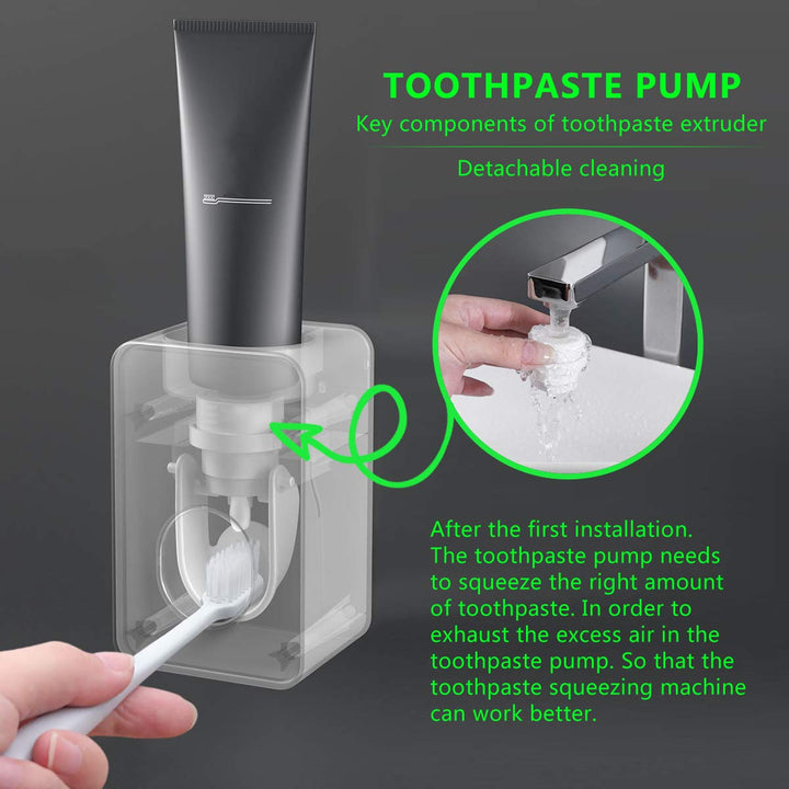 Toothpaste Dispenser,Automatic Toothpaste Squeezer,Hands Free Wall Mounted for Kids and Adult,is Wall Mount Bathroom Accessories with Super Sticky Suction Pad (Black), 1 Count (Pack of 1)