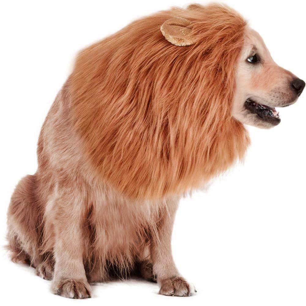 Dog Lion Mane Costume - Pet Wig Clothes for Halloween Party - Lion Wig for Medium to Large Sized Dogs Lion Mane Funny Dogs