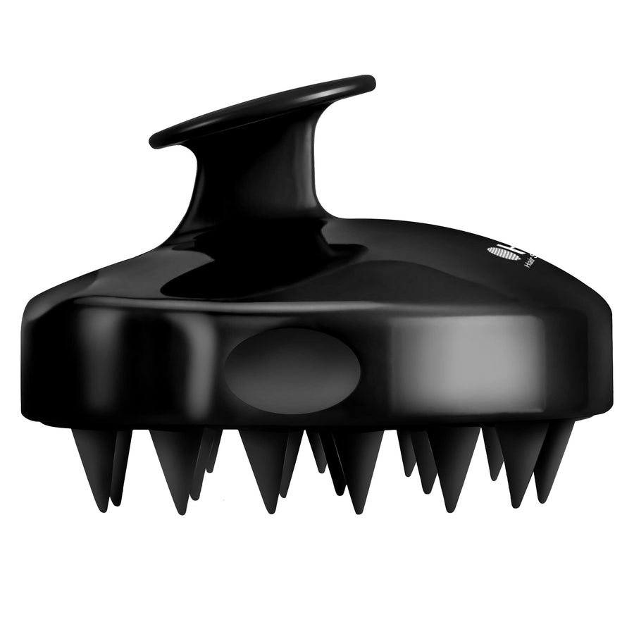 Scalp Massager Shampoo Brush, Hair Scalp Scrubber with Soft Silicone Bristle for Hair Growth, Upgraded Scalp Brush for Dandruff, Scalp Exfoliator for Women Men Pet Wet Dry Hair (Full Black)