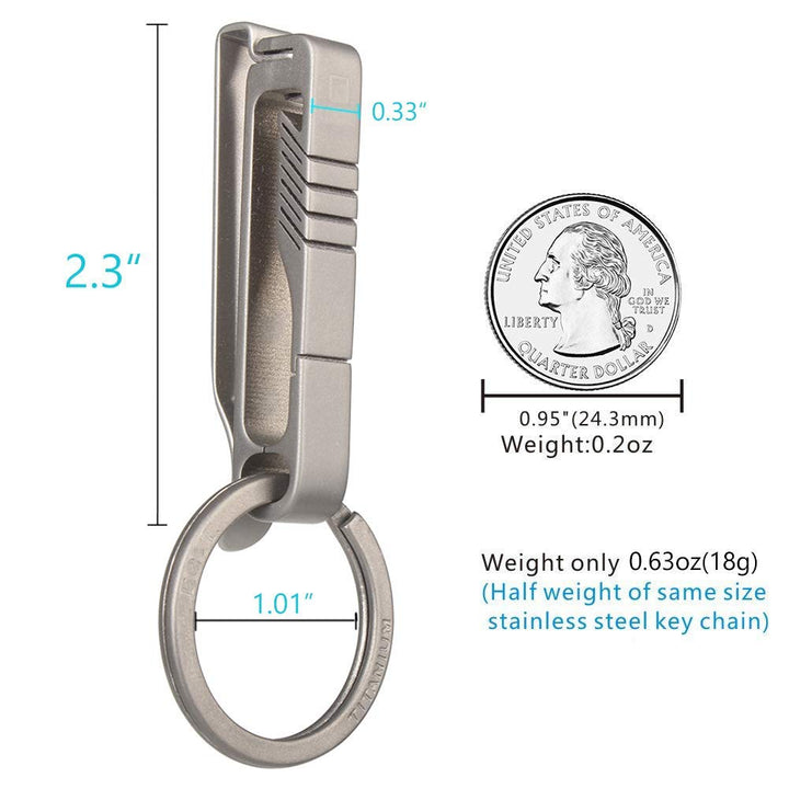 Belt Keychain Titanium Belt Loop Key Holder, Stainless Steel Back Clip, with Detachable Keyring for Men and Women