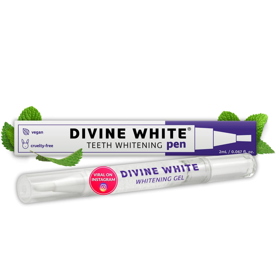 Divine White Snow Teeth Whitening Gel Pen with Brush Tip Applicator Includes 36% Carbamide Peroxide | Compact Design, Effective, Travel Friendly, Beautiful White Smile, Oral Care Teeth Whitening Pen