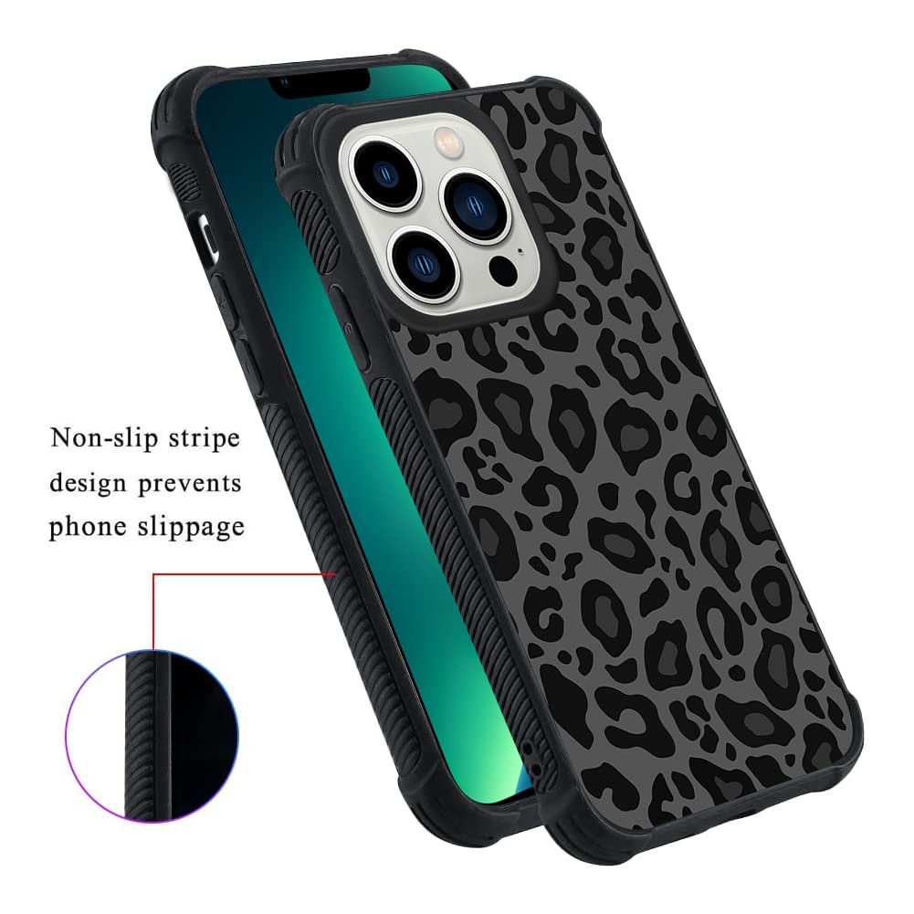 Case Compatible with iPhone 14 Pro Max,Black Leopard Design,Tire Texture Non-Slip +Shockproof Rugged TPU Protective Case for iPhone 14 Pro Max 6.7 Inch (2022) Leopard Pattern