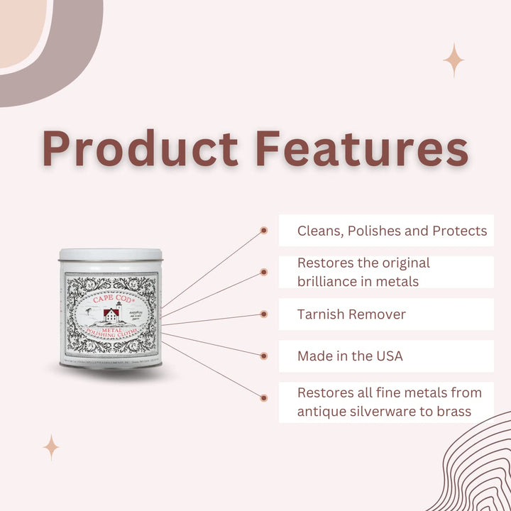 Polishing Metal Tin Bundle for Fine Metals | (12) 4X6 Polishing Cloths | (1) 12x12 Buffing Cloth | (1) Pair of Nitrile Gloves