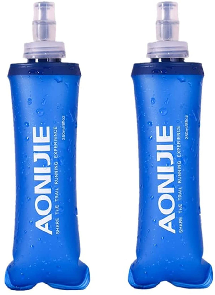 2pcs Foldable 250mL/500mL TPU Outdoor Sport Water Hydration Bottle Soft Flask For Running Camping Hiking Bicycle (250ML-2pcs)