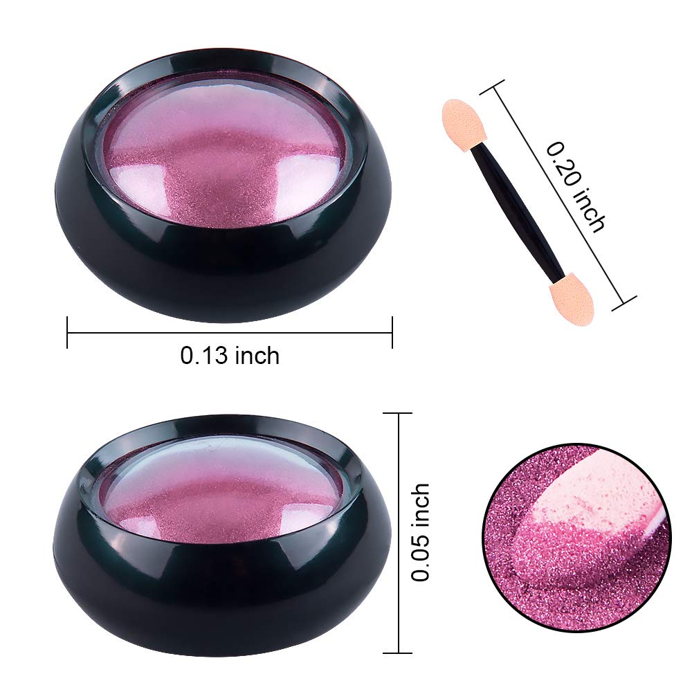 14 Jars Chrome Nail Powder Metallic Nail Art Powder Mirror Effect Manicure Chrome Powder 14 Colors Nail Powders with 14 Pcs Eyeshadow Sticks, 1g/Jar