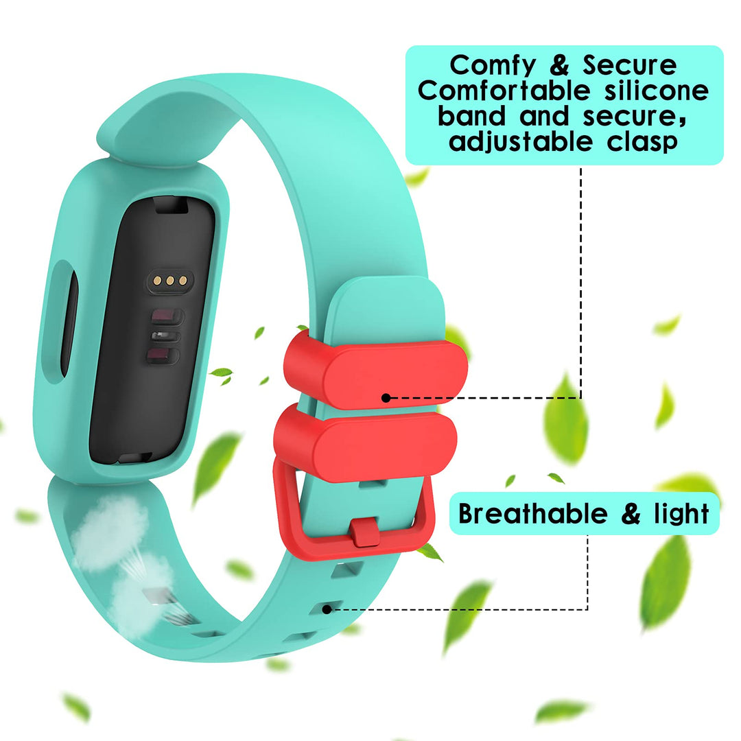 Silicone Bands for Fitbit Ace 3,Waterproof Soft Replacement Bands for Ace 3 Bands for Kids Boys Girls Bracelet Accessories Sports Band for Fitbit Ace 3 Activity Tracker (Mint Green Lilac)