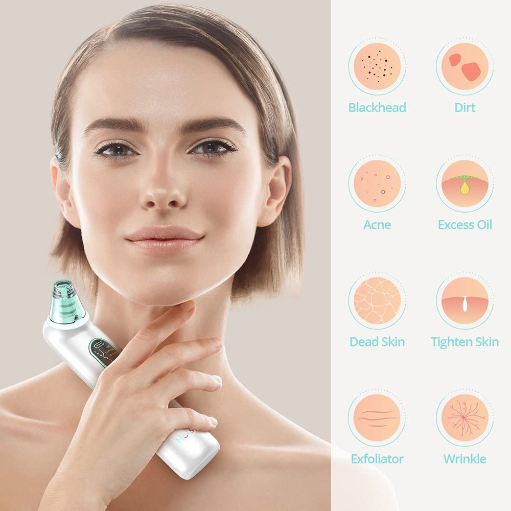 Blackhead Remover Pore Vacuum - Blackhead Removal Tool, Pore Cleaner Electric Acne Extractor Kit, LED Display USB Rechargeable with Upgraded Blue Light 4 Replaceable Suction Probes