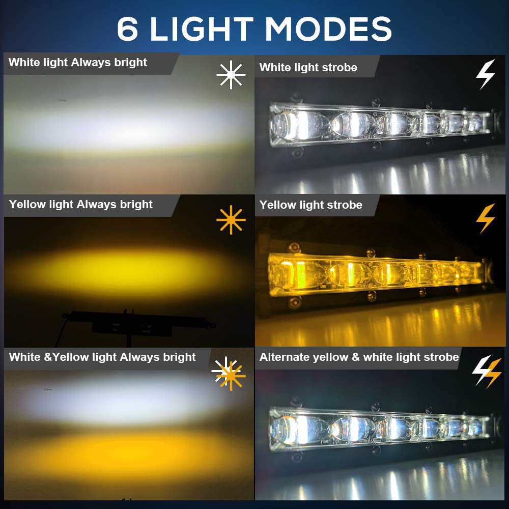 Led Light Bar Single 7 inch Slim Single Row Lightbar Driving Combo Beam Off Road Fog Work Lights with Mounting Brackets & 6D Reflectors for Truck, Car, Cabin, Boat, ATV, UTV