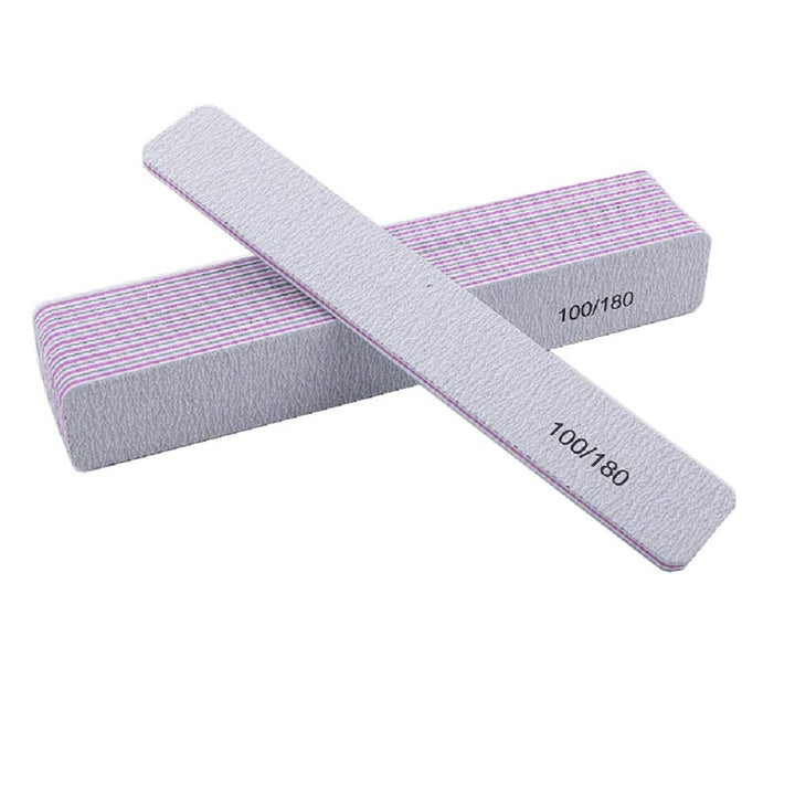 YIMART Professional Nail Files 100 180 Grit Double Sided Gray Washable 10pcs Nail File Sanding Set Nail Buffer File Polisher (E)