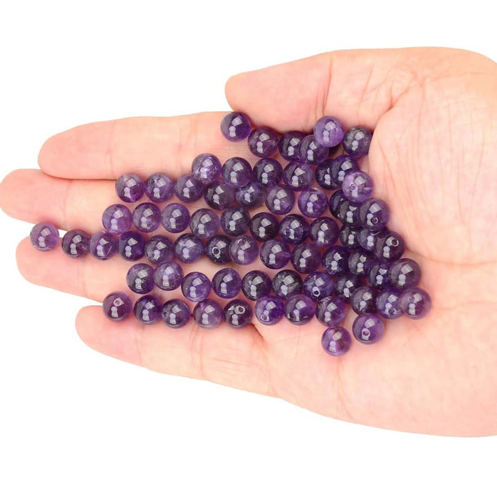 60pcs 6mm Natural Amethyst Beads Crystal Quartz Round Loose Gemstone Beads for Jewelry Making DIY Bracelet Necklace