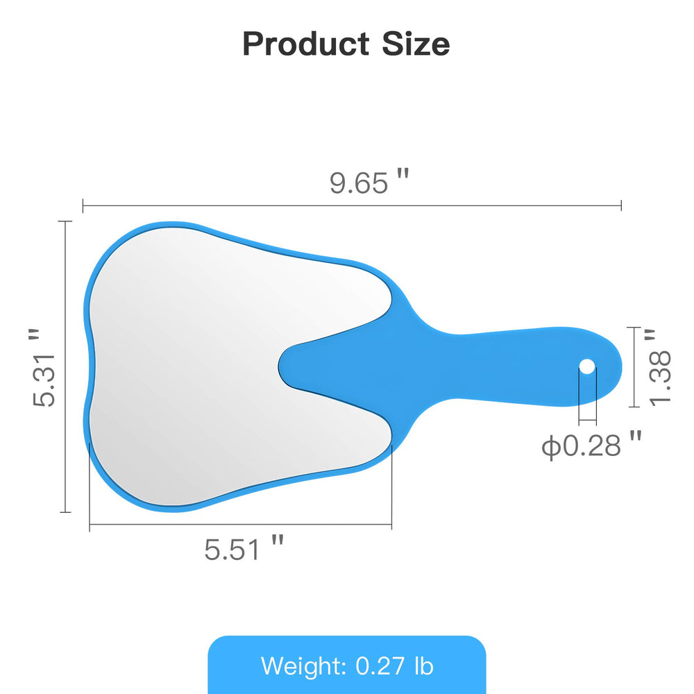 Handheld Mirror Small with Handle Blue, Hand Mirror Tooth-Shaped Kids Makeup Mirror Cute for Salon|Barber|Hairdressing - Easy to use & Lightweight