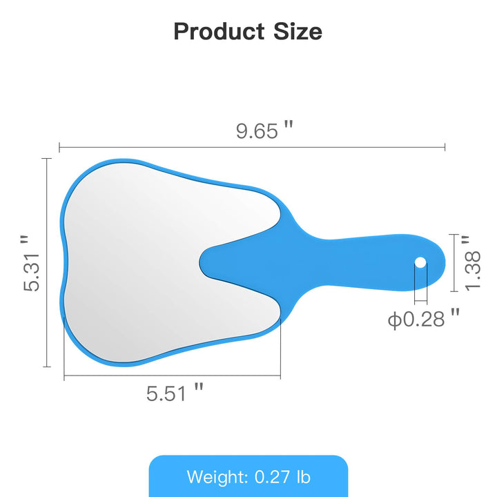 Handheld Mirror Small with Handle Blue, Hand Mirror Tooth-Shaped Kids Makeup Mirror Cute for Salon|Barber|Hairdressing - Easy to use & Lightweight