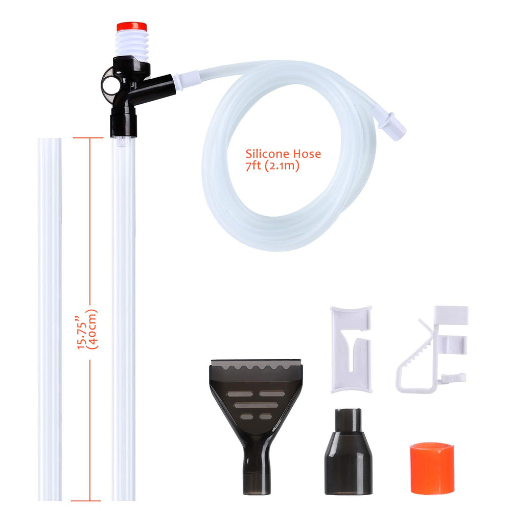 Aquarium Gravel Cleaner, Fish Tank Siphon Cleaner, Long Nozzle Quick Water Changer for Water Changing and Filter Gravel Cleaning with Adjustable Water Flow Controller