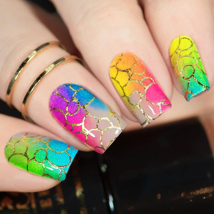Rocking Metallic Nail Art Stamping Polish Most Wanted Color Collection - (601 - Silver Dust + 603 - Golden Delicious) 12ml Each - BH000871