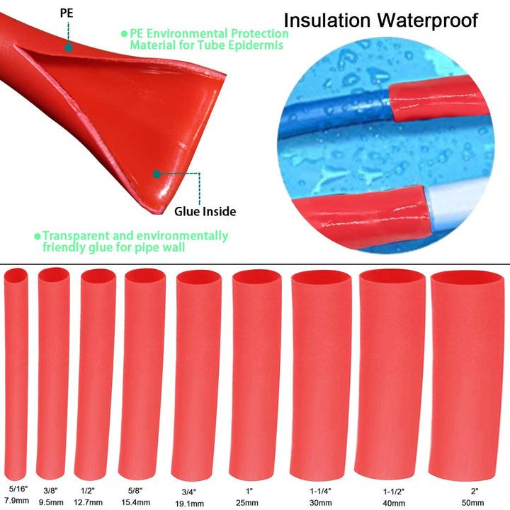 Purple-fox 3:1 Heat Shrink Tubing Adhesive-Lined Heat Shrinkable Tube Waterproof Insulation Sealing DIY (Dia 1-1/4” (30mm))