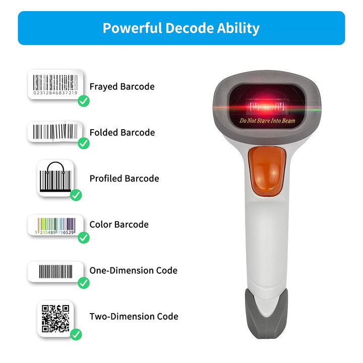 Bluetooth 2D Barcode Scanner, 3 in 1 Automatic Wireless QR Barcode Reader USB Image Code Scanner for Store, Warehouse POS, Computer, Tablet, iPad, iPhone, Android