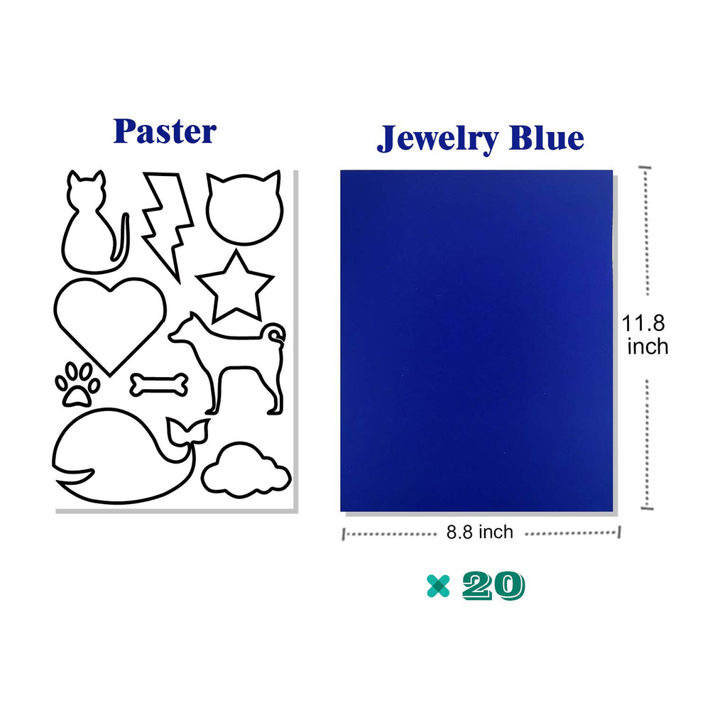 20 Pcs Self Adhesive Velvet Flock Sheet,Self Adhesive Flocked Fabric for Jewelry Box, Self Adhesive Velvet Flocking Liner (Jewelry Blue)
