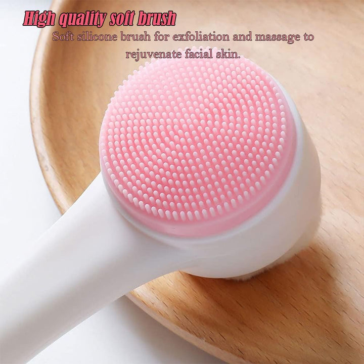 1 Pack Double-sided Cleansing Brush, Silicone Manual Cleansing, Deep Cleansing, for Pore Cleaning, Exfoliating, Blackhead Removal and Massage