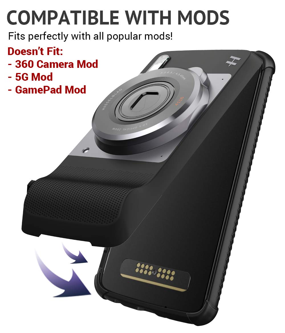 CaseWe - Motorola Moto Z4 Protective Flexible Double Injection Technology (TPU+PC) Bumper Case Cover/Compatible with Moto Mods - All Matte Black