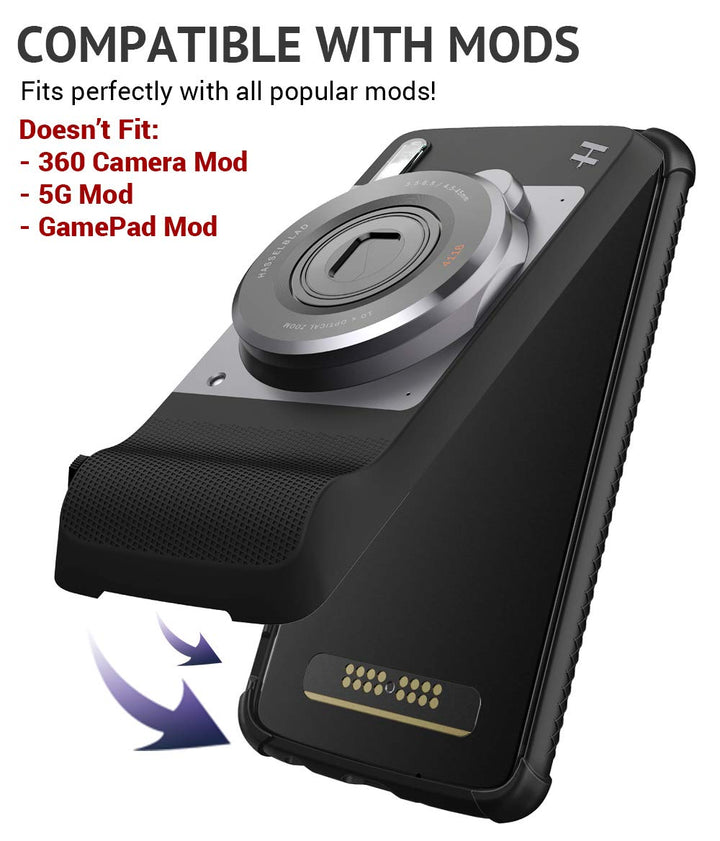 CaseWe - Motorola Moto Z4 Protective Flexible Double Injection Technology (TPU+PC) Bumper Case Cover/Compatible with Moto Mods - All Matte Black