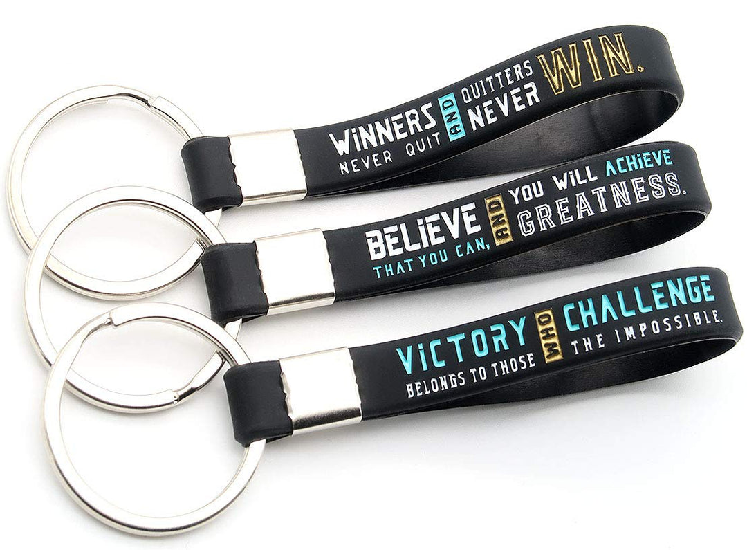 (12-pack) Soccer Keychains with Motivational Quotes - Wholesale Pack of Key Chains in Bulk for Giveaway Gifts for Team, Soccer Theme Party Favors and Supplies for Boys Girls Men Women