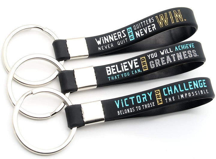 (12-pack) Soccer Keychains with Motivational Quotes - Wholesale Pack of Key Chains in Bulk for Giveaway Gifts for Team, Soccer Theme Party Favors and Supplies for Boys Girls Men Women