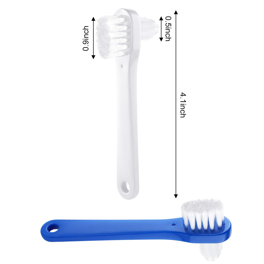 6 Pieces Denture Brush Dual Head Toothbrushes Hard Denture Cleaning Brush Denture Toothbrush Cleaning Brush False Teeth Brush Toothbrush for False Teeth Cleaning, 2 Colors