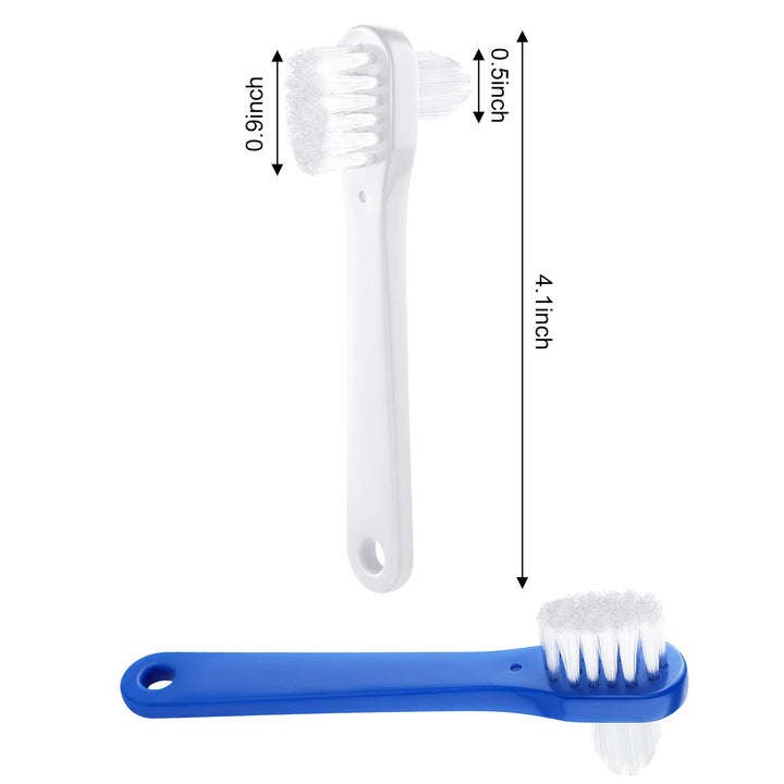 6 Pieces Denture Brush Dual Head Toothbrushes Hard Denture Cleaning Brush Denture Toothbrush Cleaning Brush False Teeth Brush Toothbrush for False Teeth Cleaning, 2 Colors