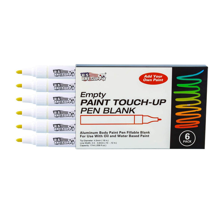 - Empty Fillable Blank Paint Touch Up Pen Markers (Set of 6) - Fill with Your Own Art Acrylic, Oil and Water Base Paint, Auto Painting Clear-Coat - Fine Nib, Aluminum Body, Shaker Ball