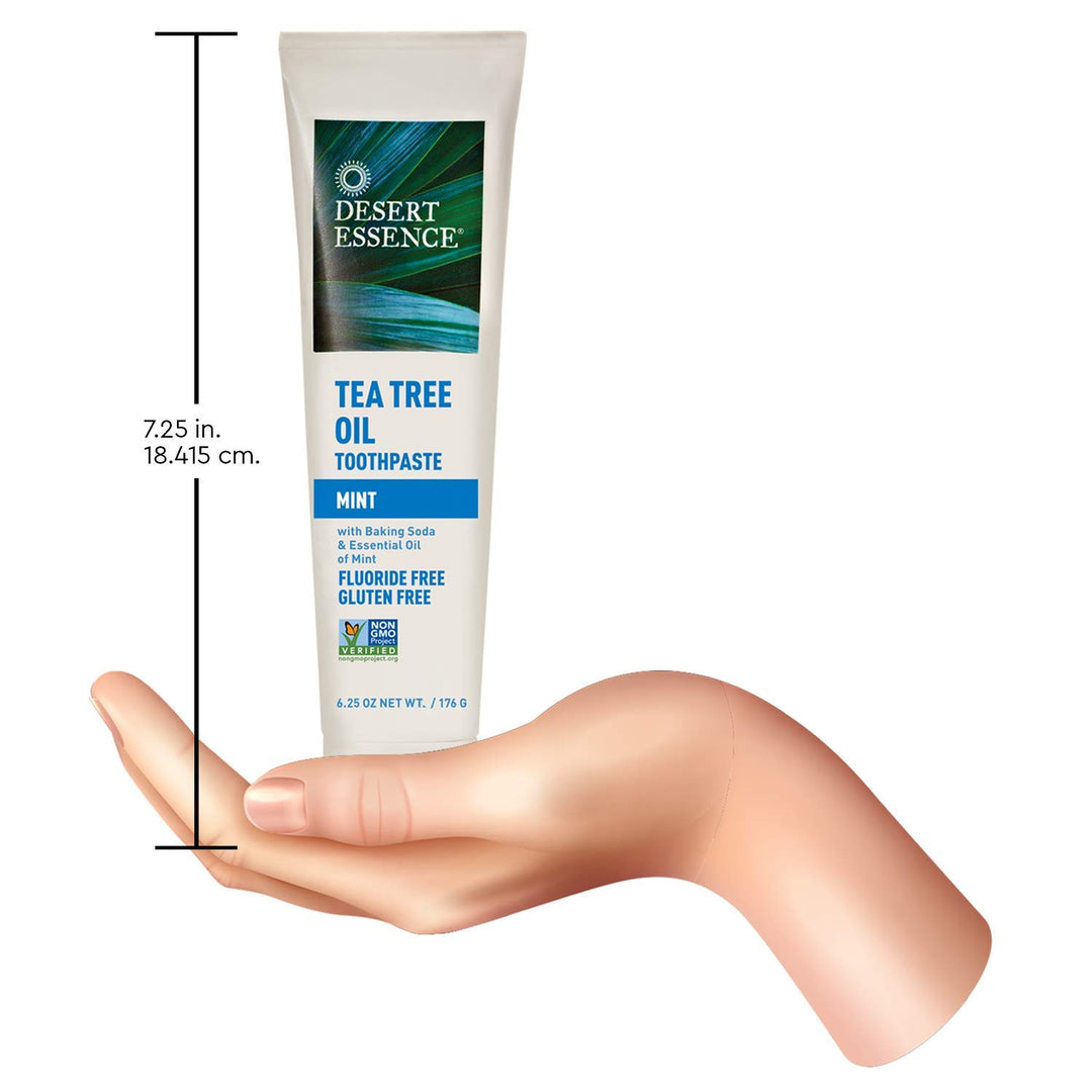 Tea Tree Oil Toothpaste - Mint - 6.25 Oz - Refreshing Taste - Deep Cleans Teeth & Gums - Helps Fight Plaque - Sea Salt - Pure Essential Oil - Baking Soda - Promotes Healthy Mouth