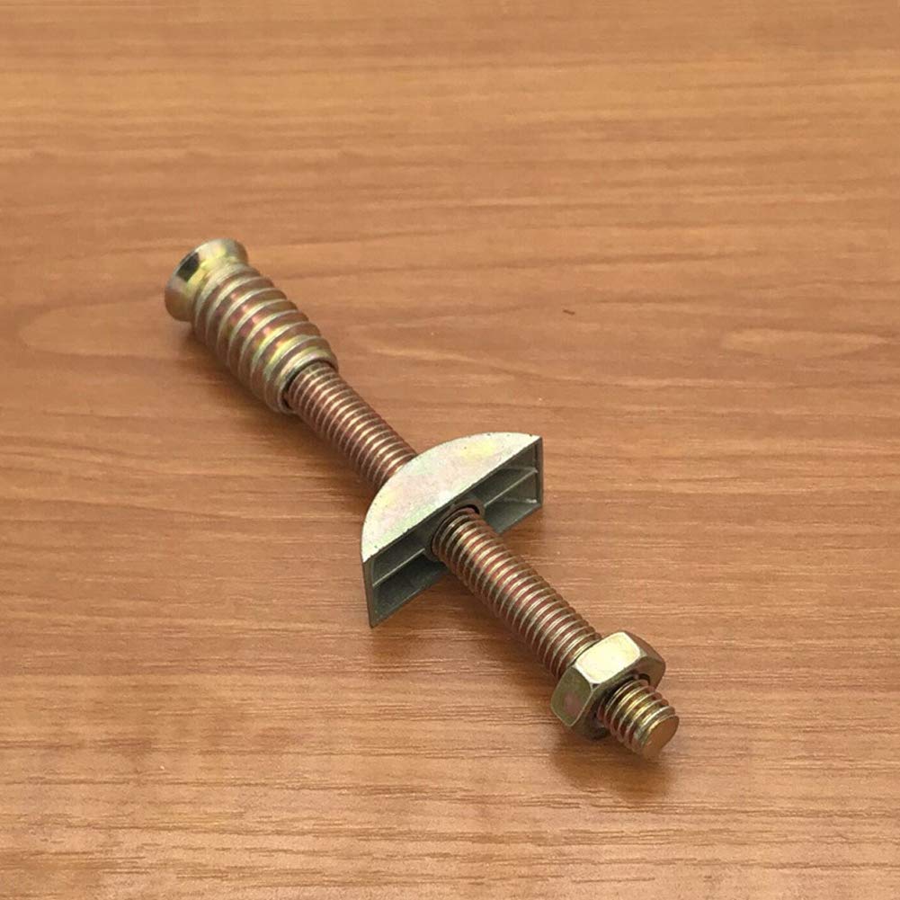 6 Pieces M8x100 mm Panel Furniture Wardrobe Four-in-one Connectors Fittings Table Bed Assembly Fasteners Bolts Nuts Threads Half Moon Spacers