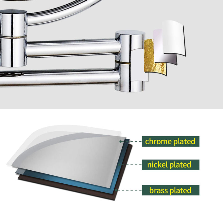 Wall Mount Mirror 8 Inch, Double-Side 1X/10X Magnified for Makeup and Shaving, Chrome Finished