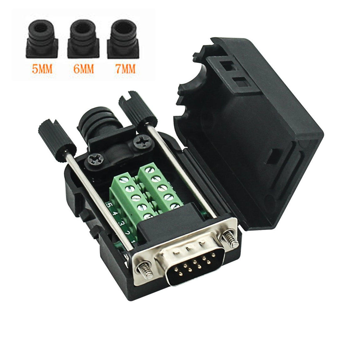 DB9 Breakout Connector DB9 RS232 D-SUB Female and Male Adapter 9-pin Port Adapter to Terminal Connector Signal Module with case(Female Connector,Male Connector DB9 5+5 with case)