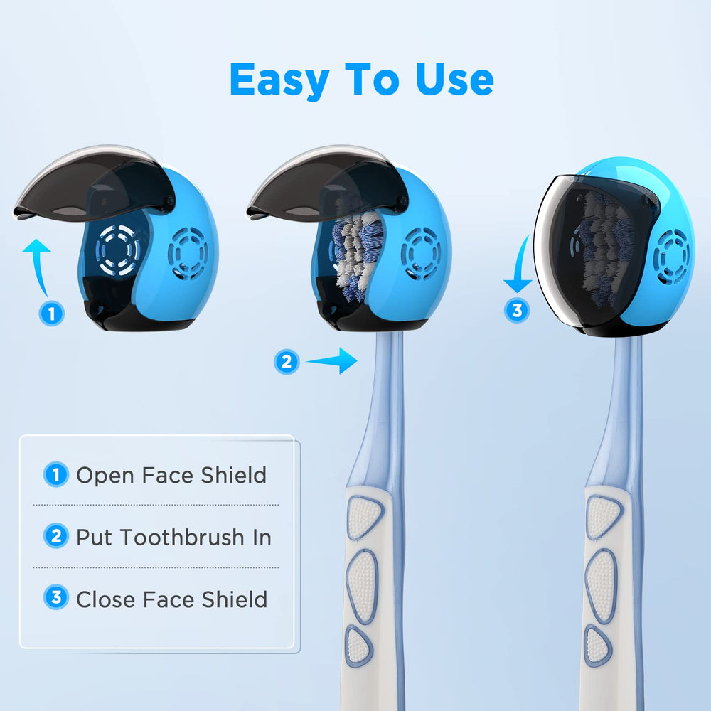 Helmet Toothbrush Covers Caps, Fits Most Manual and Electric Toothbrushes, 4 Count (White, Black, Blue, Red)