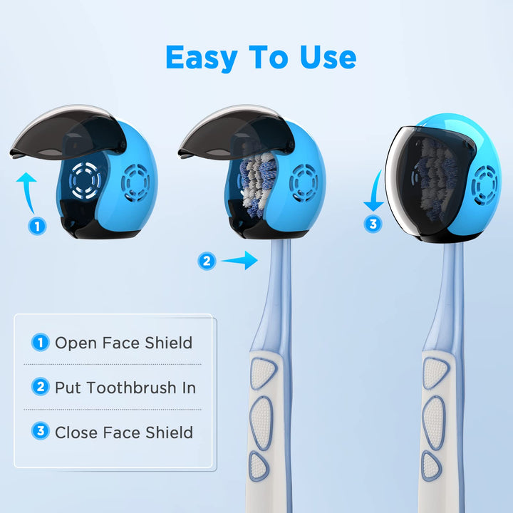 Helmet Toothbrush Covers Caps, Fits Most Manual and Electric Toothbrushes, 4 Count (White, Black, Blue, Red)