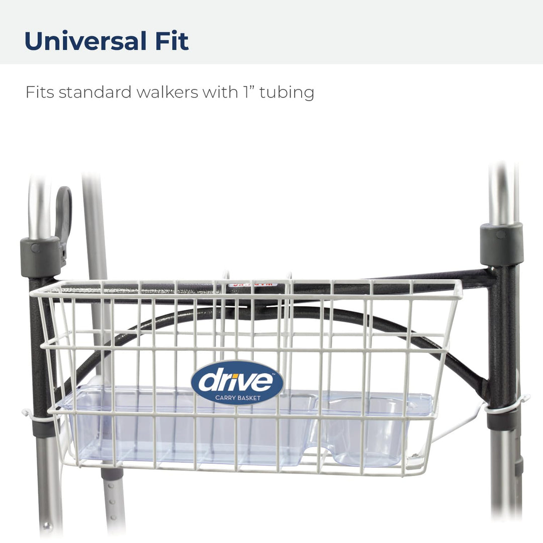 10200B Walker Basket with Plastic Cup Holder, White