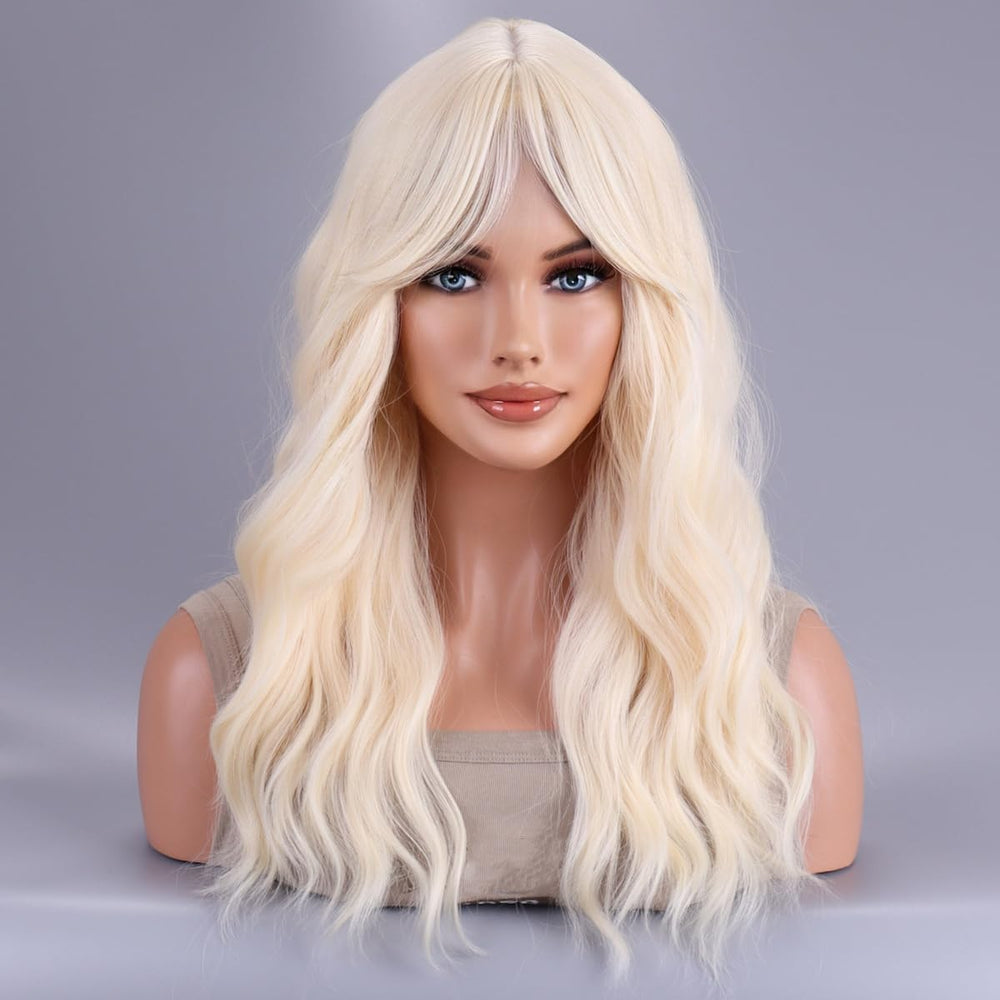 Ombre Wig Long Wavy 2 Tone Black and Purple Ombre Wig Dark Roots Heat Resistant Fiber Full Wigs for Women (Black to Purple)