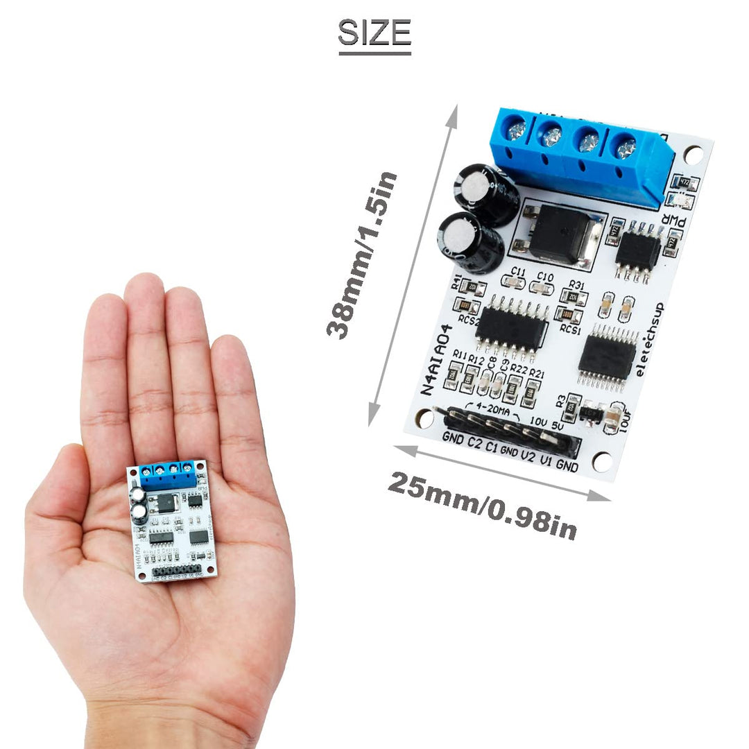 DC 12V 4-20mA 0-5V 0-10V Voltage Signal Acquisition RS485 Modbus RTU Module for PLC Current Transmitter N4AIA04 Measuring Instruments DC 8-25V