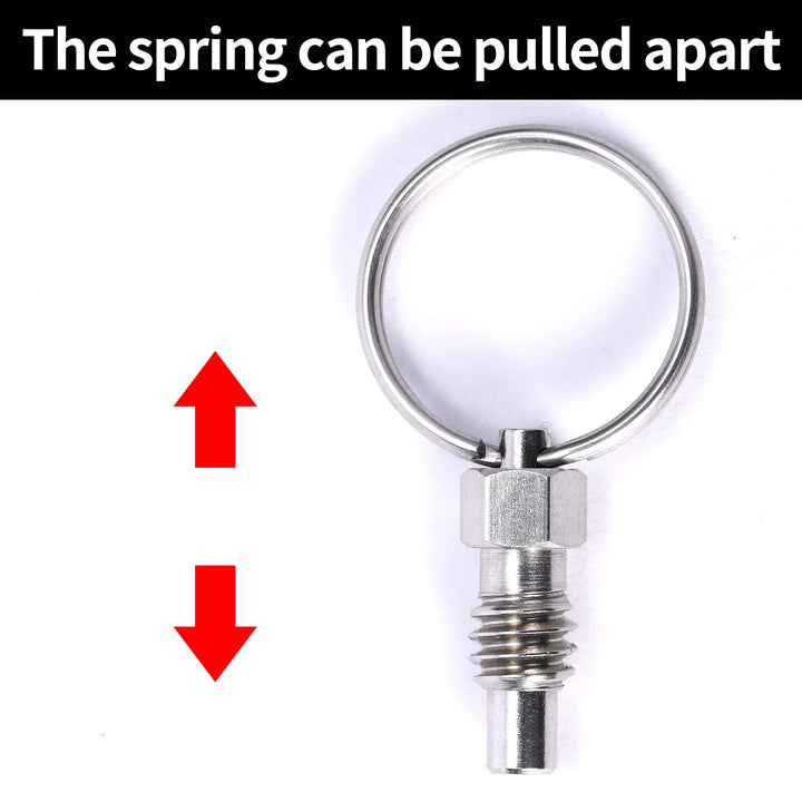 2 Packs Spring Plunger with Pull Ring, 1/4- 20 Thread Size, 0.31 Thread Length, Stainless Steel Non-Locking Type Stubby Hand-Retractable Spring Plunger Index Plunger