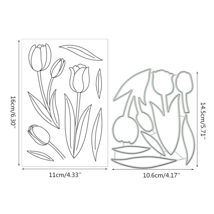 Tulip Silicone Clear Stamp and Die Sets for Card Making, DIY Embossing Photo Album Decorative Craft