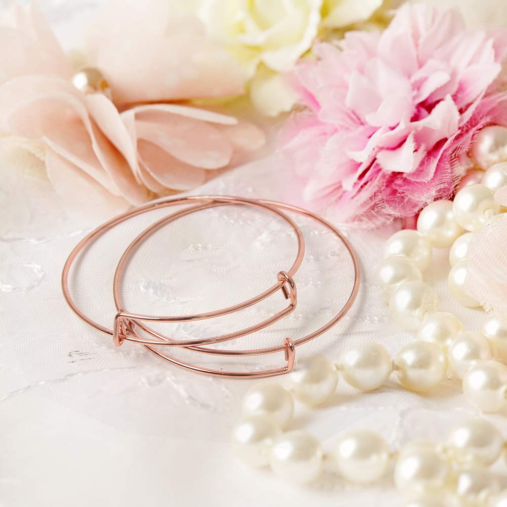 60 Pcs Expandable Bangle Bracelets, Adjustable Stainless Steel Wire Blank Bracelets Bulk for Women DIY Jewelry Making 2.6inches