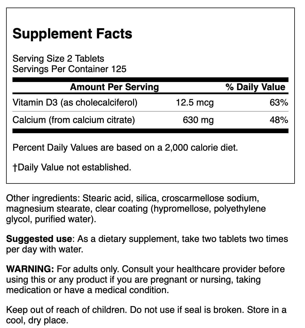 Calcium Citrate & Vitamin D 250 Tabs
