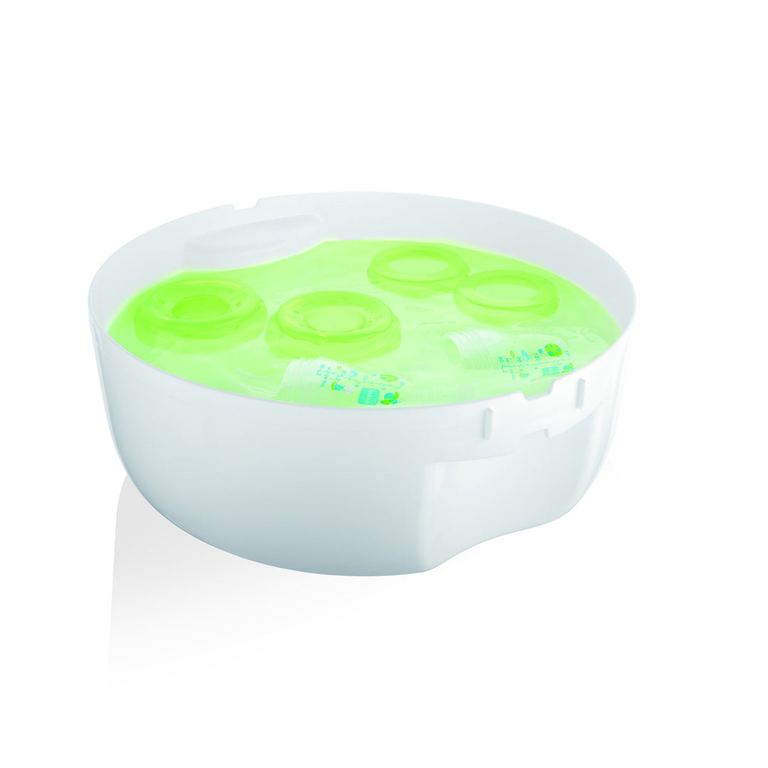 Baby Bottle Sterilizer, Microwave Steam Baby Bottle Sterilizer with 5-ounce Anti-Colic Baby Bottle and Nipple Tong, 3-Pieces, Green