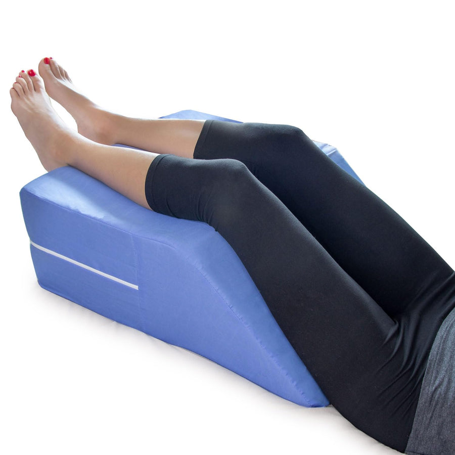 Ortho Bed Wedge Elevated Leg Pillow, Supportive Foam Wedge Pillow For Elevating Legs, Improved Circulation, Reducing Back Pain and More, Blue