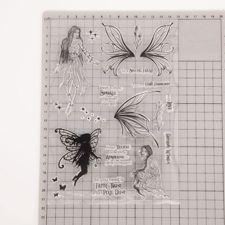 Magic Fairy Sparkle Birthday Wishes Fairy Sentiment Phrase Rubber Stamps Clear Stamps for Card Making Decoration and DIY Scrapbooking Rubber Stamps for Crafts