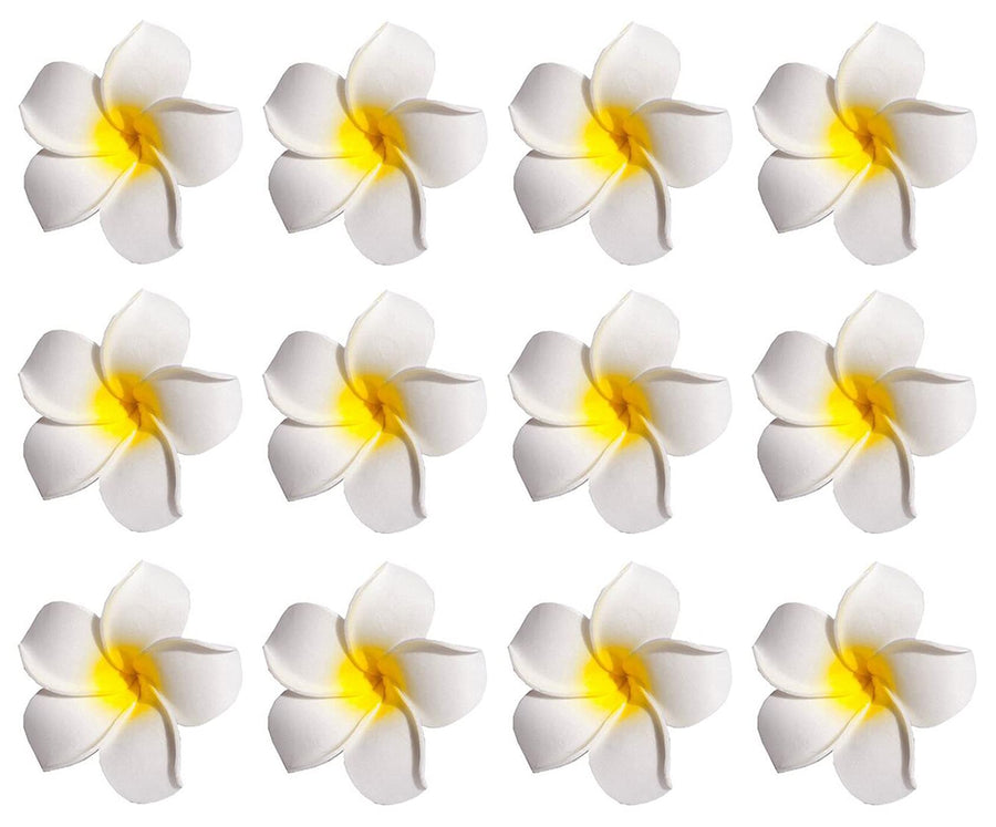 12PCS Women Girls 2.36 Hawaiian Hawaii Bohemia Style Plumeria Foam Flower Hair Clips Decoration Hair Barrette Hairpin For Bridal Wedding Party Beach Holiday (Yellow)