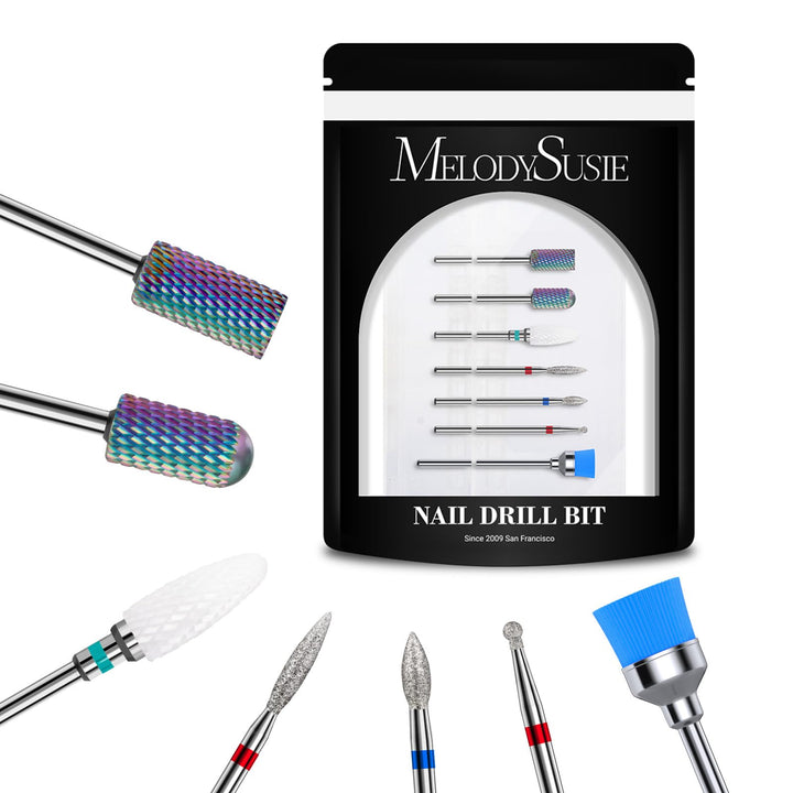 Nail Drill Bits Set, 7Pcs Professional Tungsten Carbide Ceramic Acrylic Nail File Drill Bit for Manicure Pedicure Cuticle Gel Nail Polishing