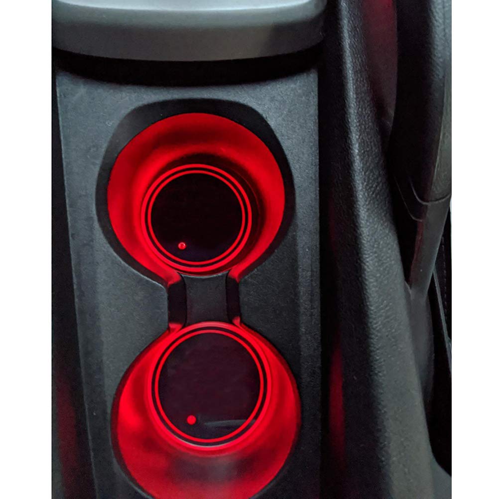 Led Cup Holder Lights, 2 Pieces Car Cup Holder led Lights with 7 Colors USB Charging Mat Cup Pad Coaster Insert LED Interior Atmosphere Lamps