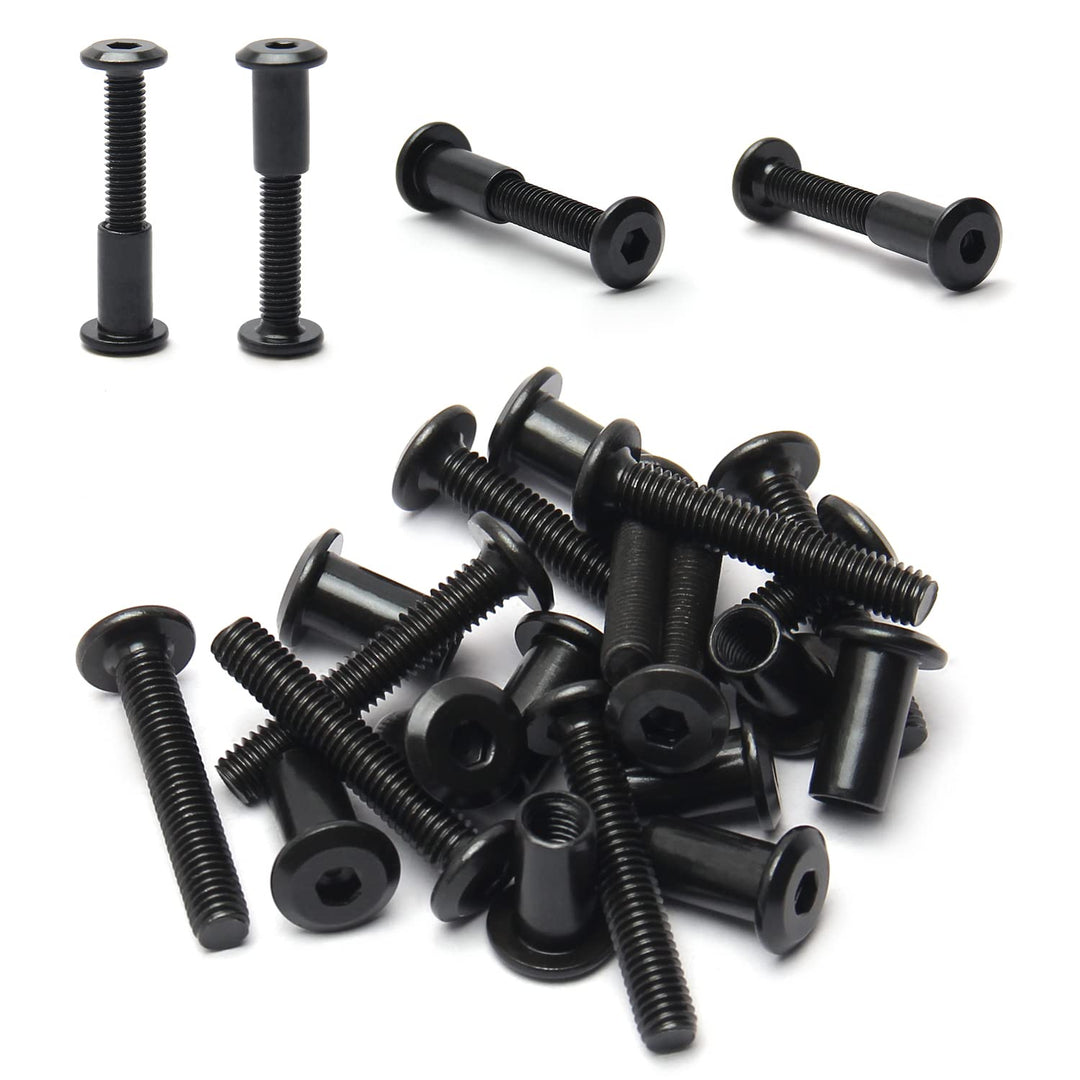 10Pcs Screw Post Fit for 5/16(8mm) Hole Dia, Male M6x35mm Belt Buckle Binding Bolts for Scrapbook Photo Albums Binding and Leather Saddles Purses Belt Repair, Carbon Steel Black Tone