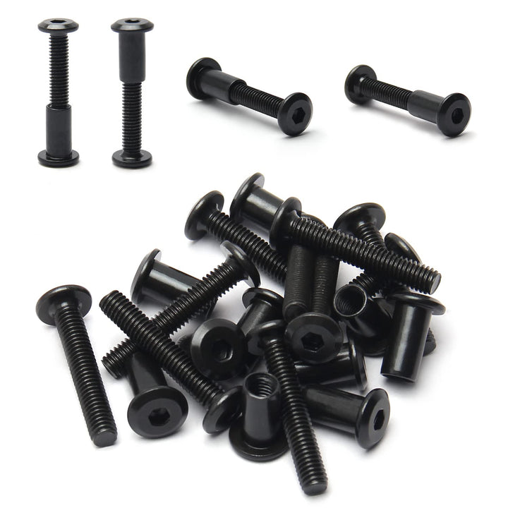 10Pcs Screw Post Fit for 5/16(8mm) Hole Dia, Male M6x35mm Belt Buckle Binding Bolts for Scrapbook Photo Albums Binding and Leather Saddles Purses Belt Repair, Carbon Steel Black Tone